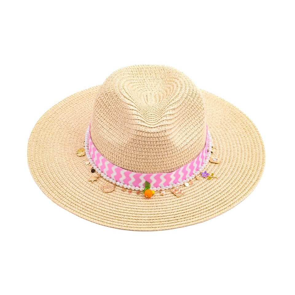 Straw Sun Hat With Charms