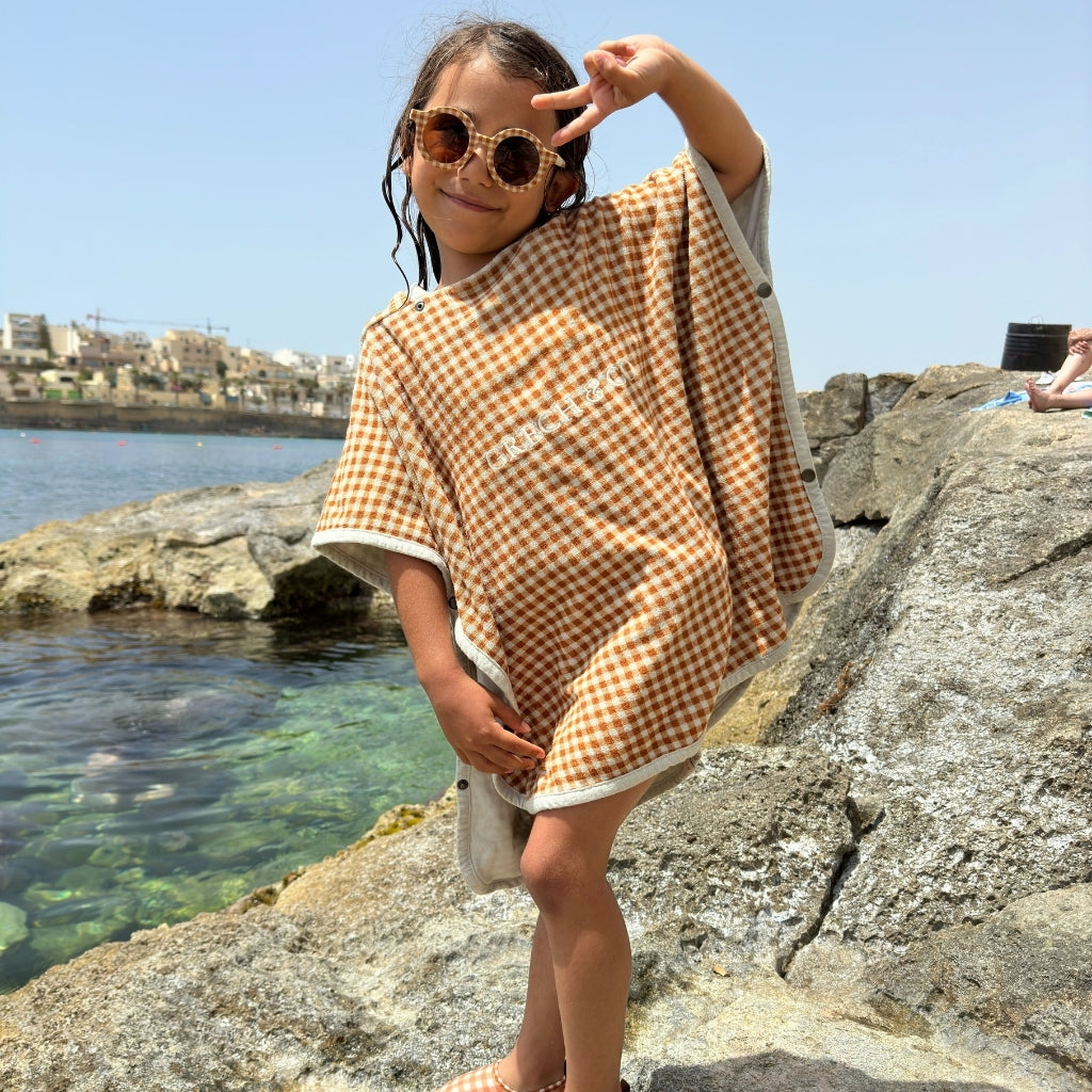 Bathing  Towel Poncho | Organic Cotton - Sienna Gingham