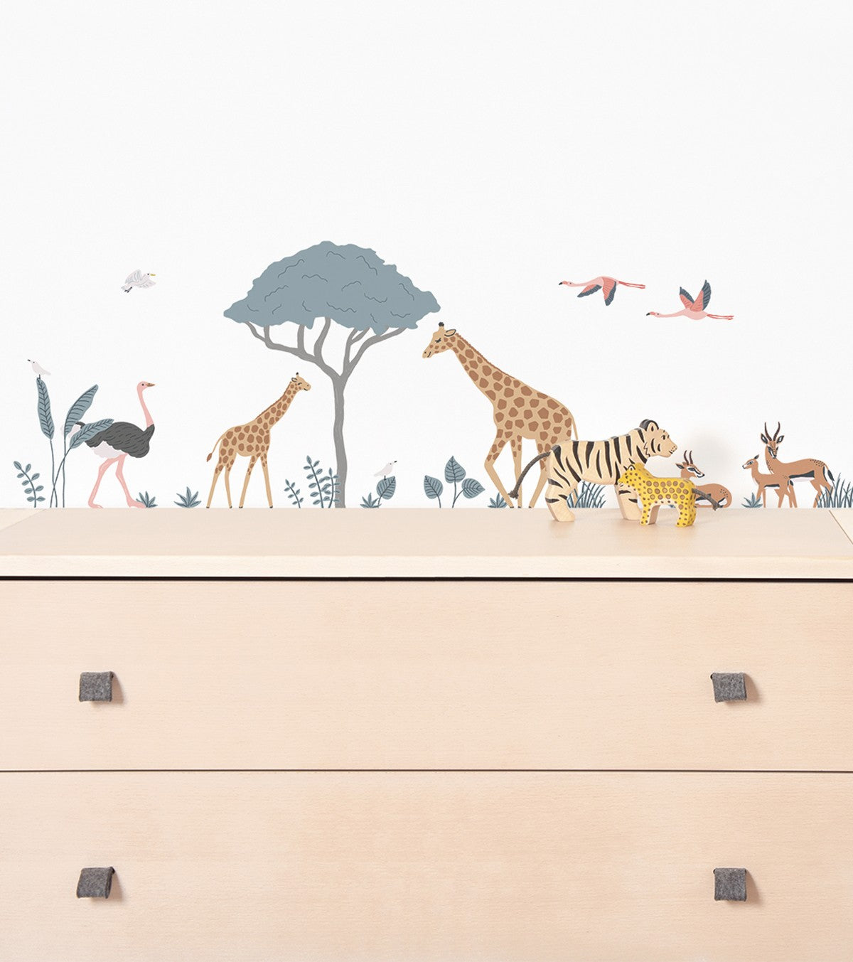 Tanziania - Wall Decals Savannah Animals - Giraffe, Gazelle, Ostrich