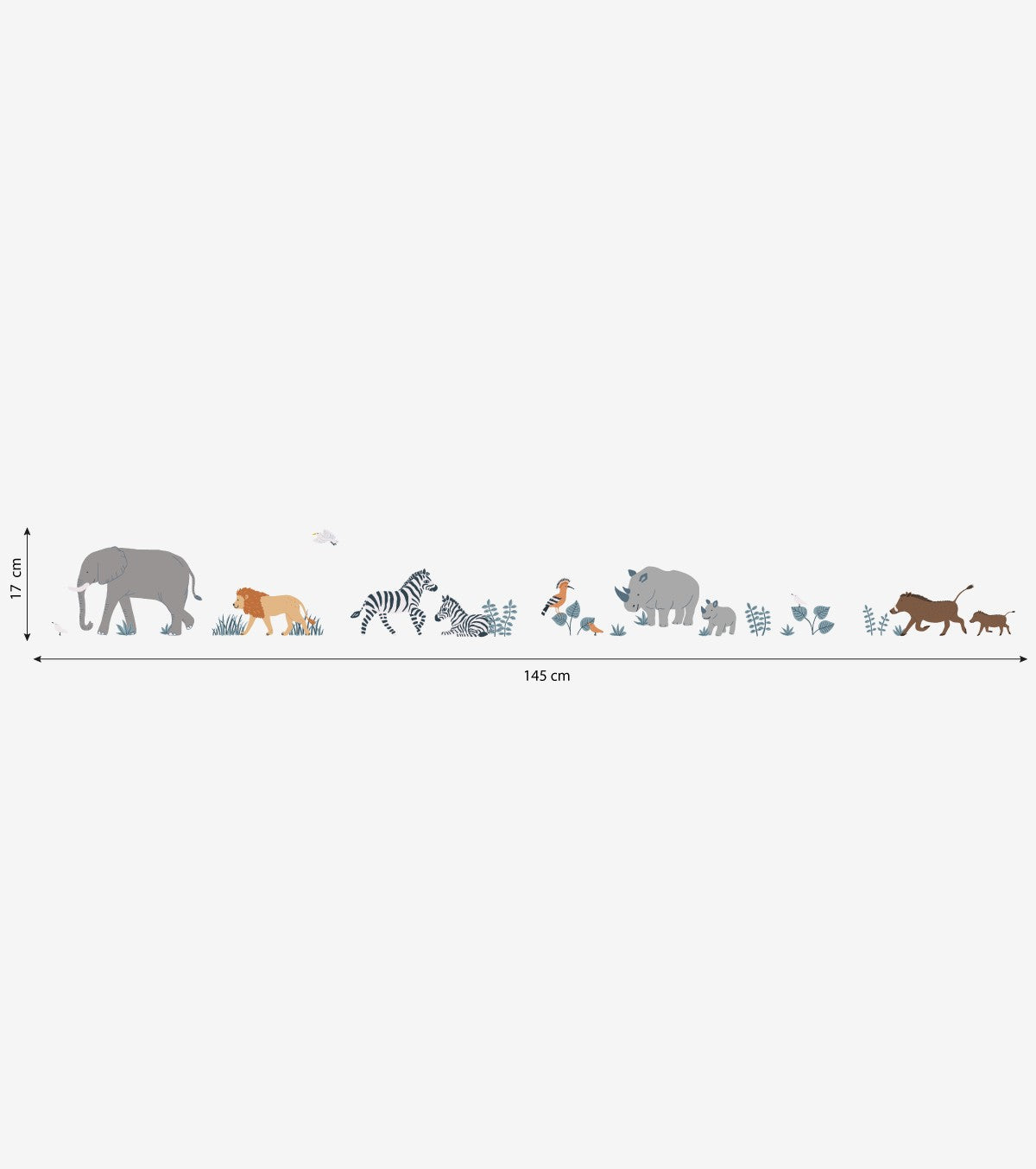 Tanzania - Wall Decals Murals - Savannah: Elephant, Zebra, Lion ...