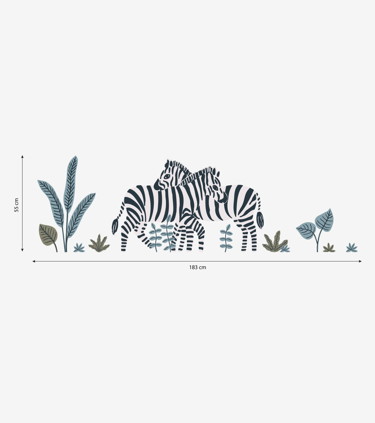 Tanzania - Wall Decals Murals - Zebras, Palms And Leaves