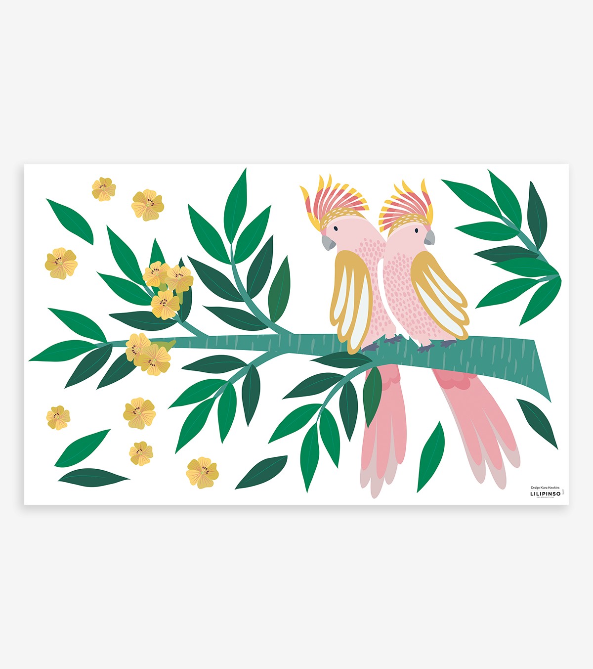 Rio - Wall Decals Murals - Pink Parrots And Leaves
