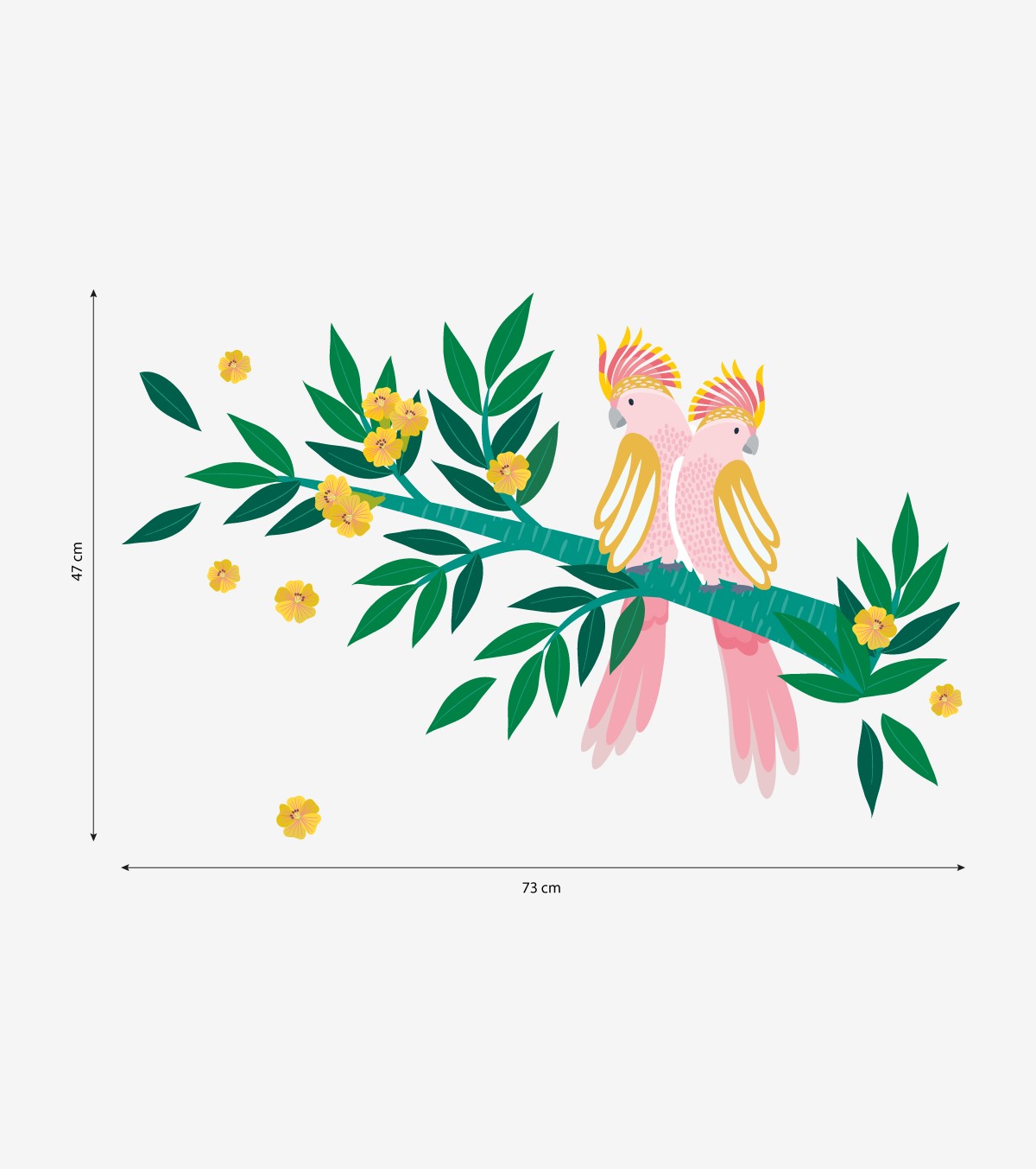 Rio - Wall Decals Murals - Pink Parrots And Leaves