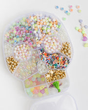 Pastel Glow In The Dark Halloween Skull Compartment Box Diy Letter Bead Kit