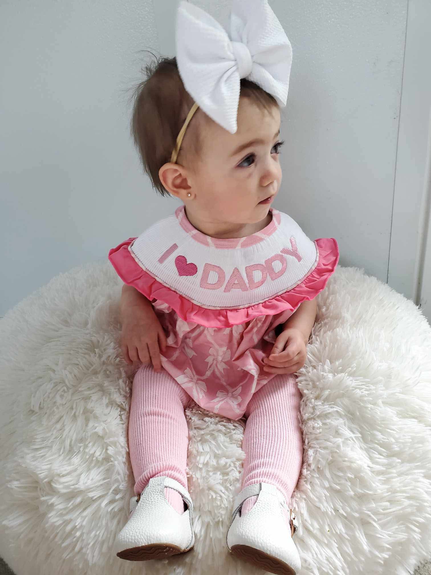 Smocked Bows I Love Daddy Romper