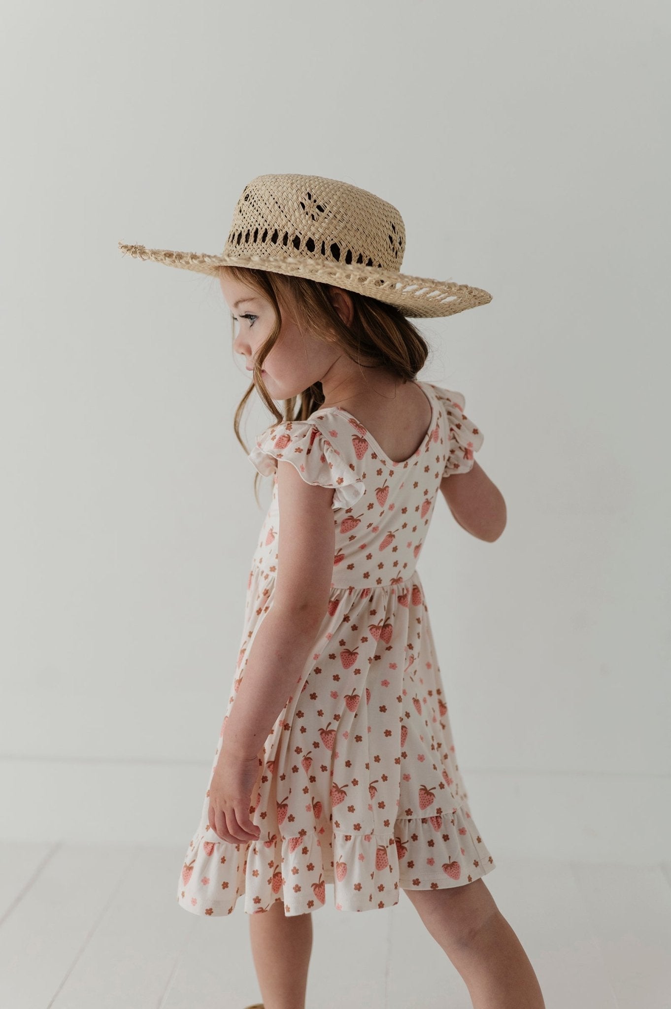 Girls Sleeveless Twirl Dress In Strawberries