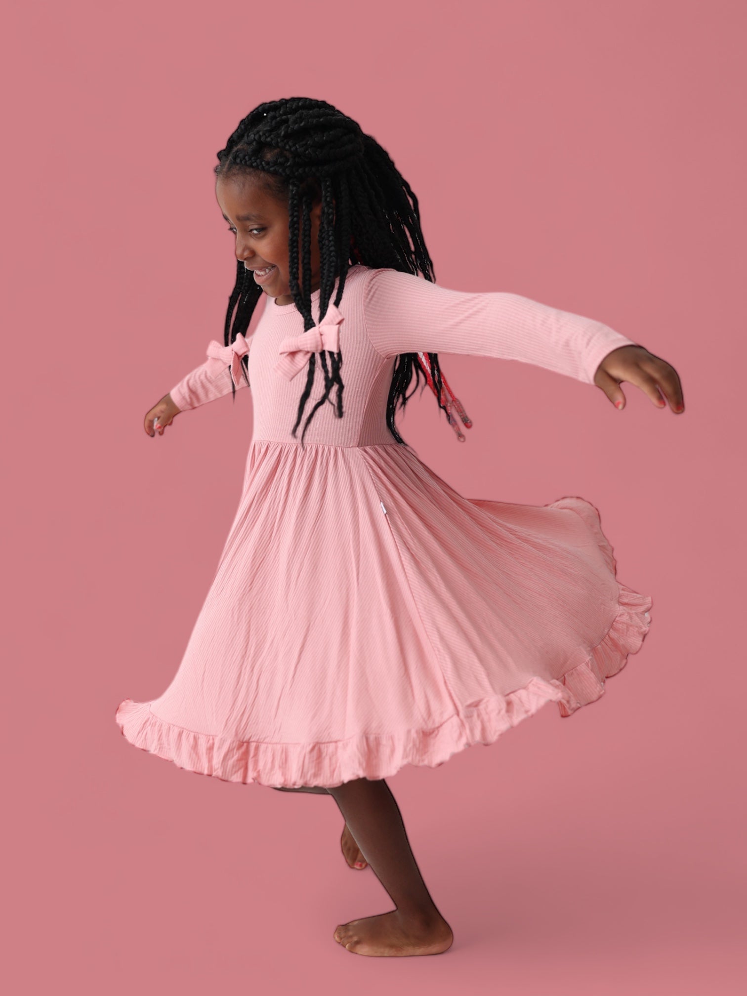 Mauve Rib Dream Ruffle Dress