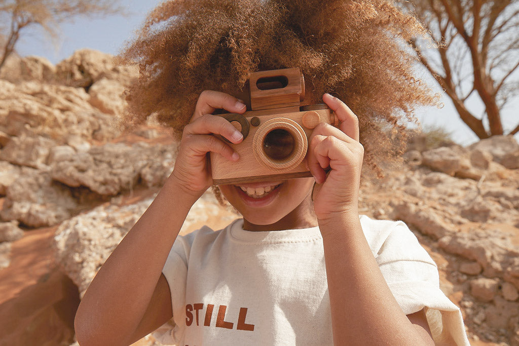 35mm Vintage Style Wooden Toy Camera - Beech