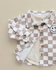 Cotton Shacket | Smiley Checkered Latte