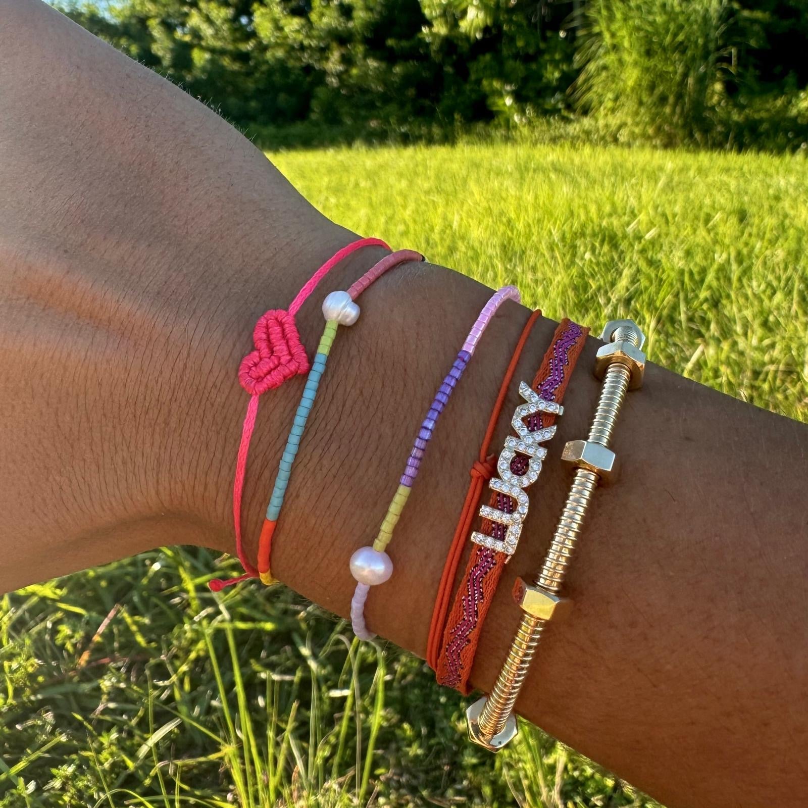 Mini Neon Pink Heart Bracelet