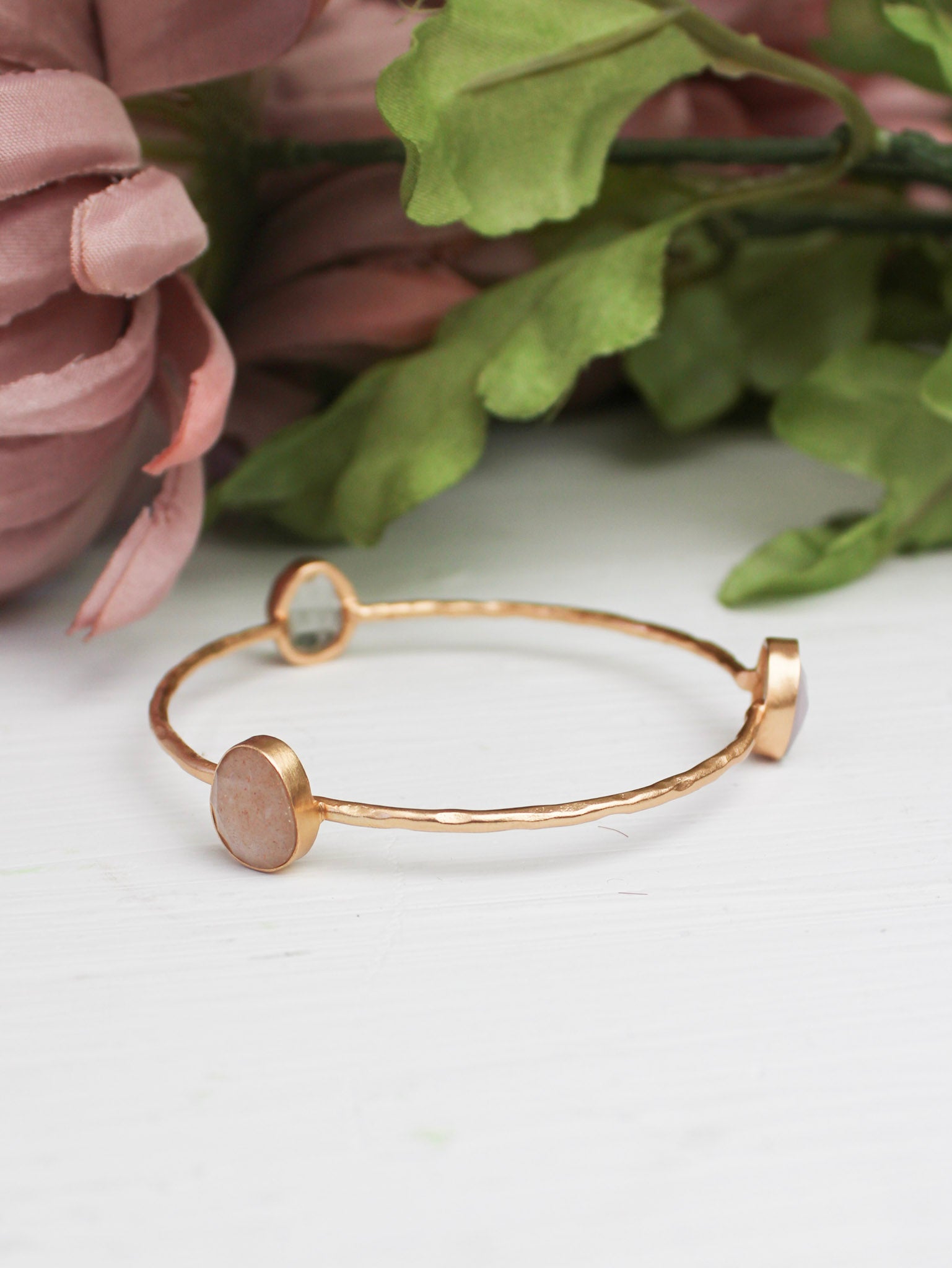 Three Stone Bangle Bracelet (size Xs)