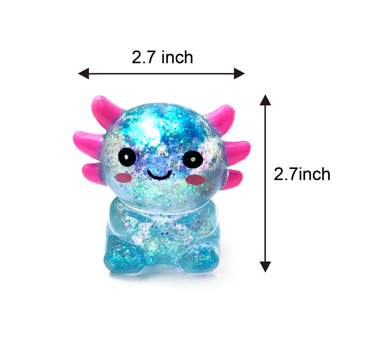 12 Pc Glitter Axolotl Squishy Toys Display – Kids Party Favors & Prizes