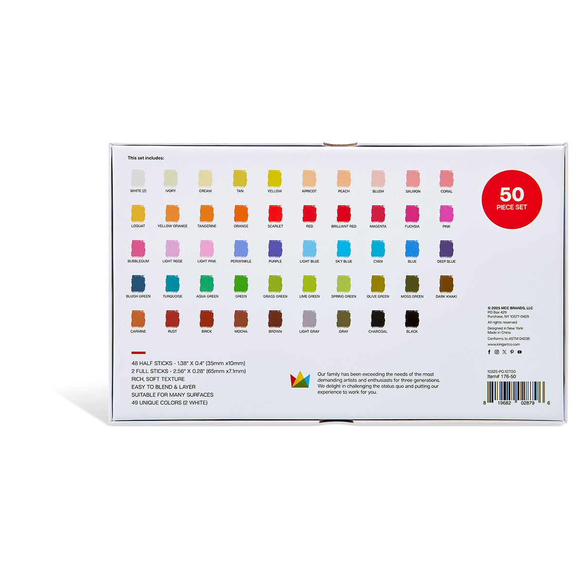 Soft Square Pastels Half Sticks 50 Pc