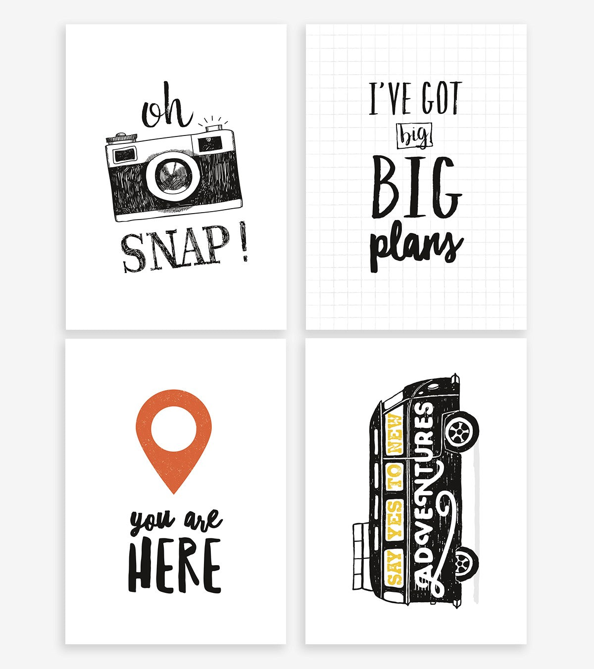 Mini Travelers - Decorative Cards - Oh Snap (set Of 4)