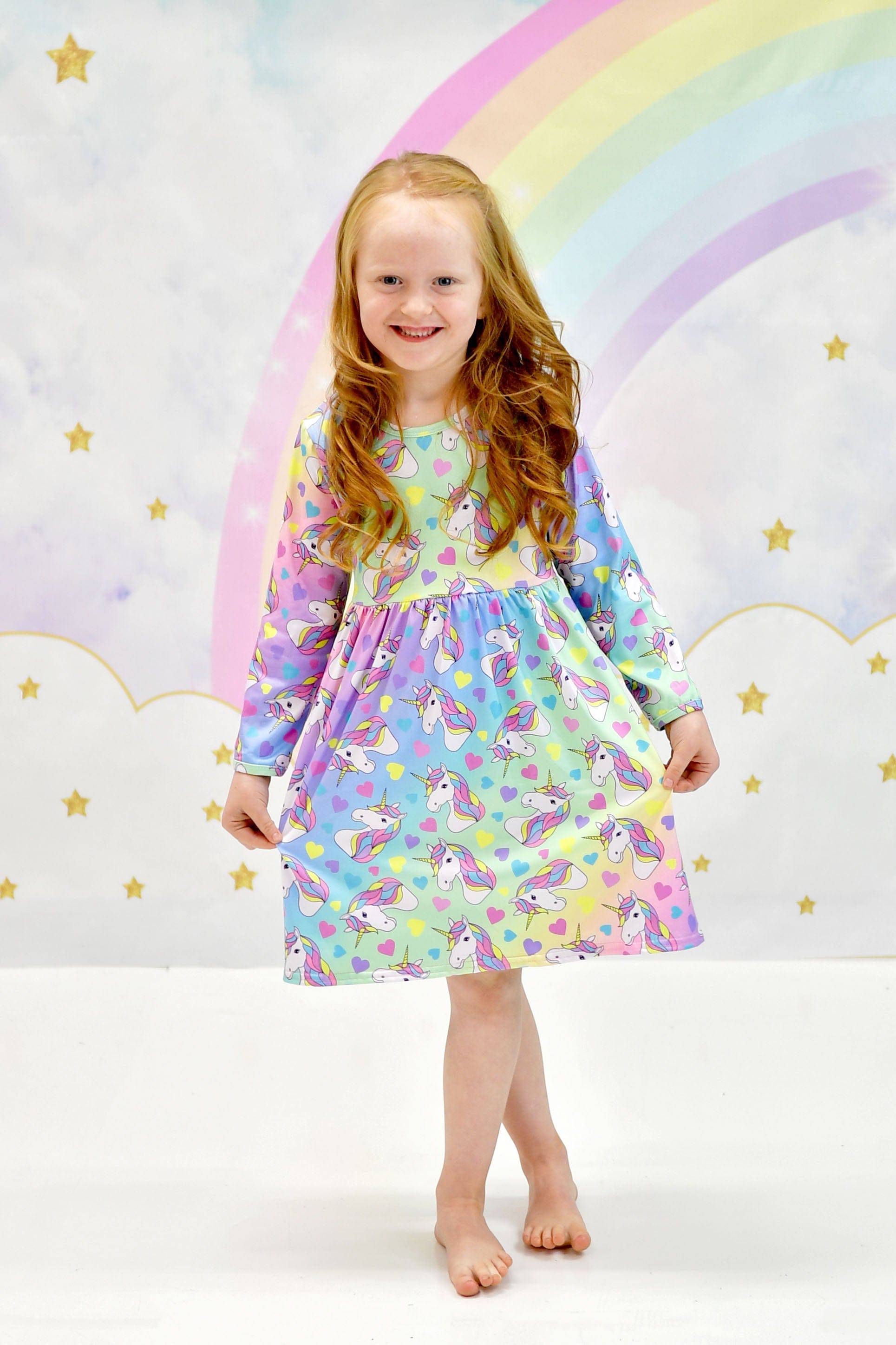 Sparkle Like A Unicorn Long Sleeve Milk Silk Dress