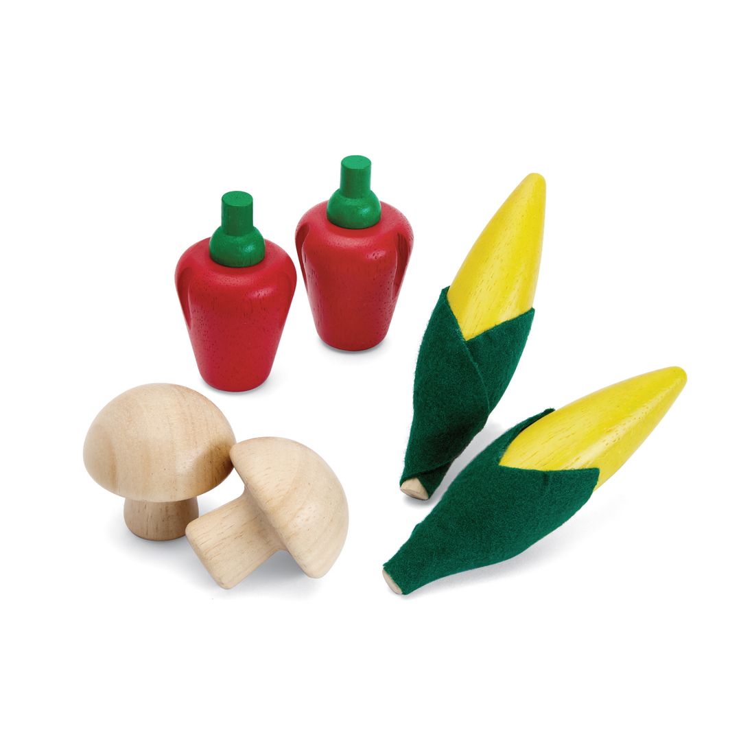 Fresh Produce Set D (corns, Mushrooms & Red Bell Peppers)