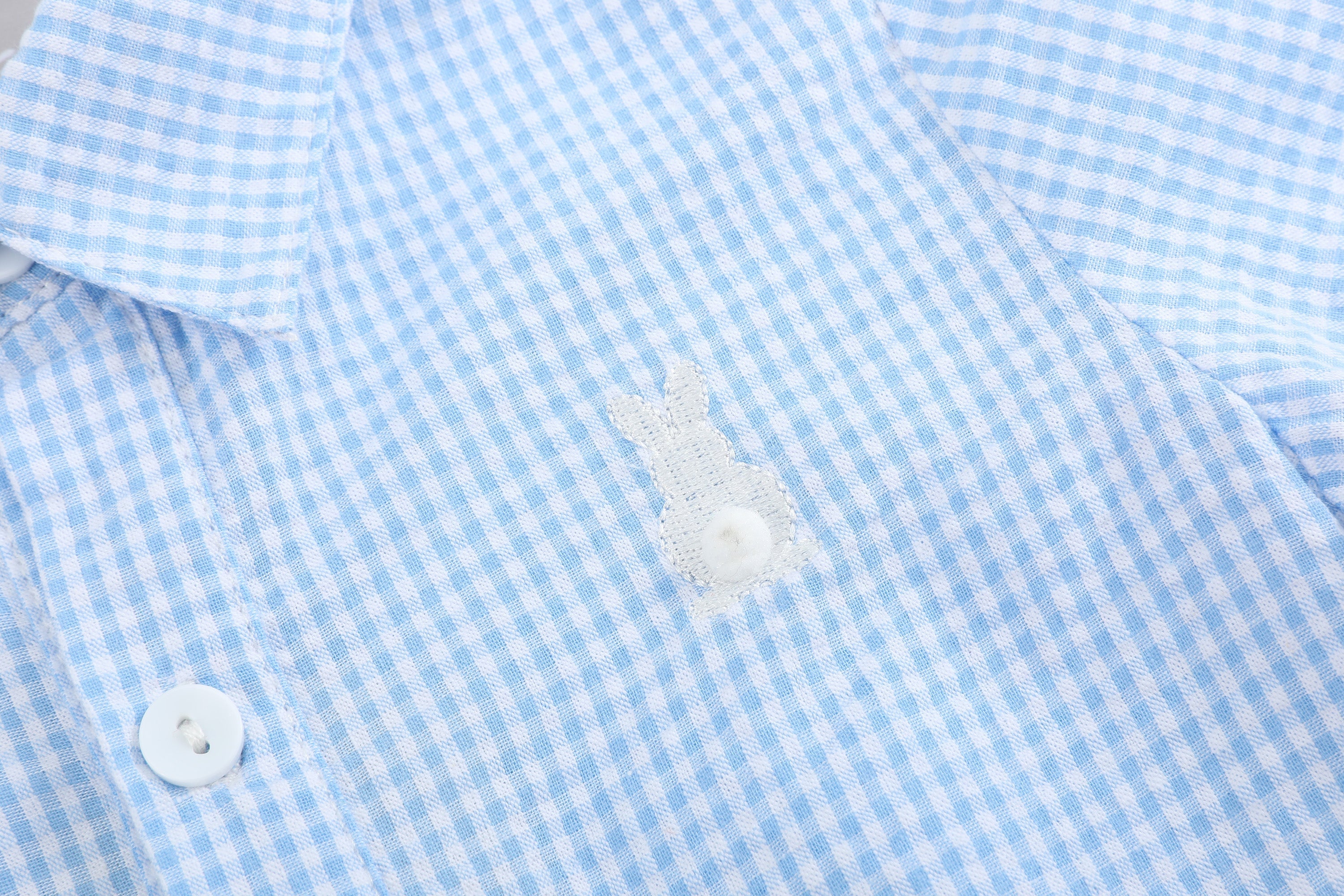 Blue Gingham Easter Bunny Dress Shirt