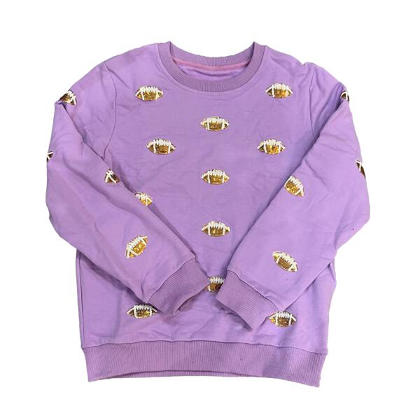 Tweenstyle By Stoopher - Glitter Football Crewneck - Lavender