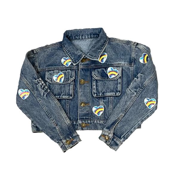 Tweenstyle By Stoopher - Denim Jacket With Heart Patch Appliques