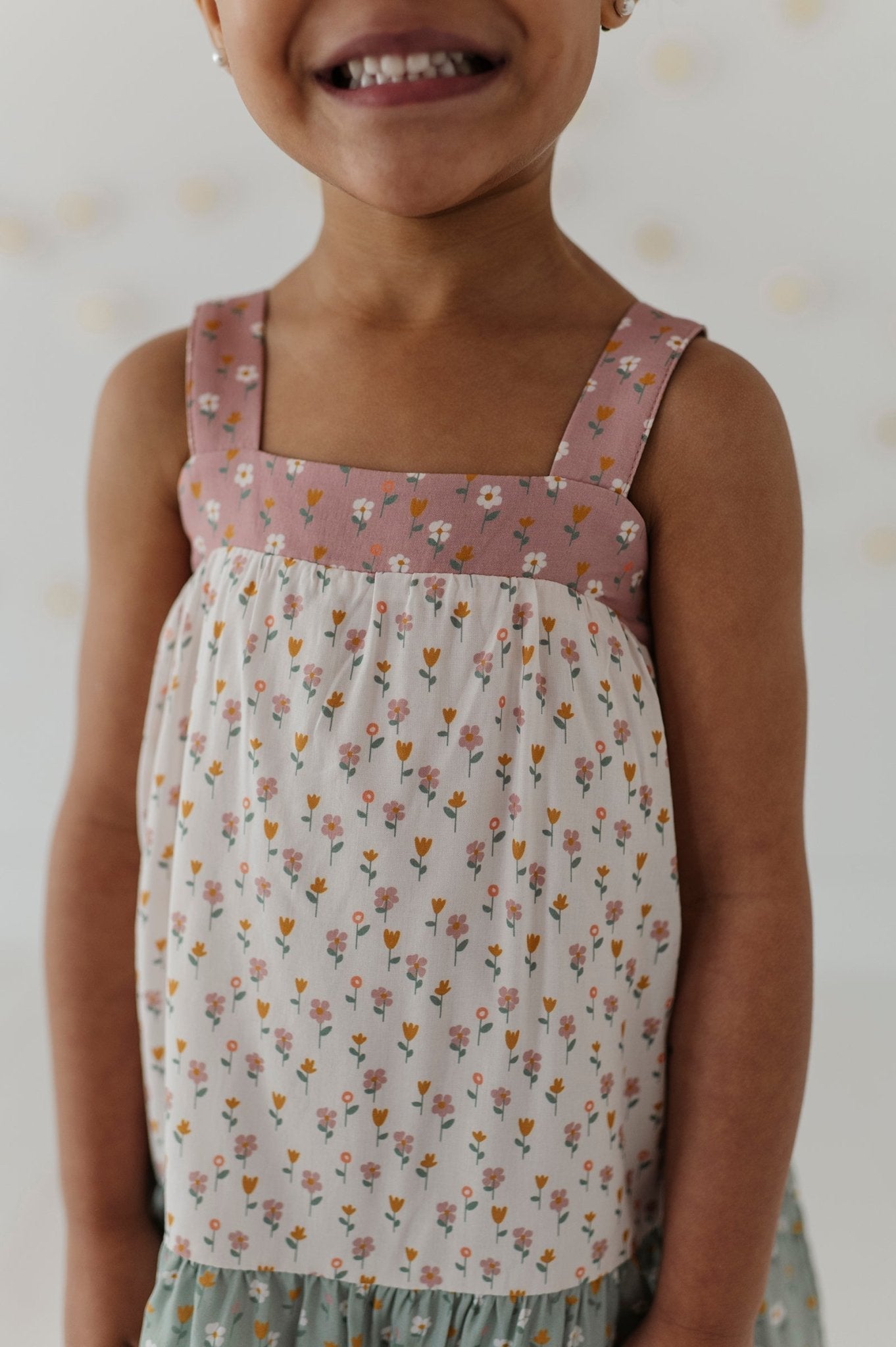 Girls Wide Strap Dress In Multi Daisy
