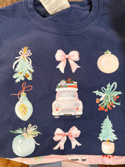 Christmas Truck Coquette Navy Cc