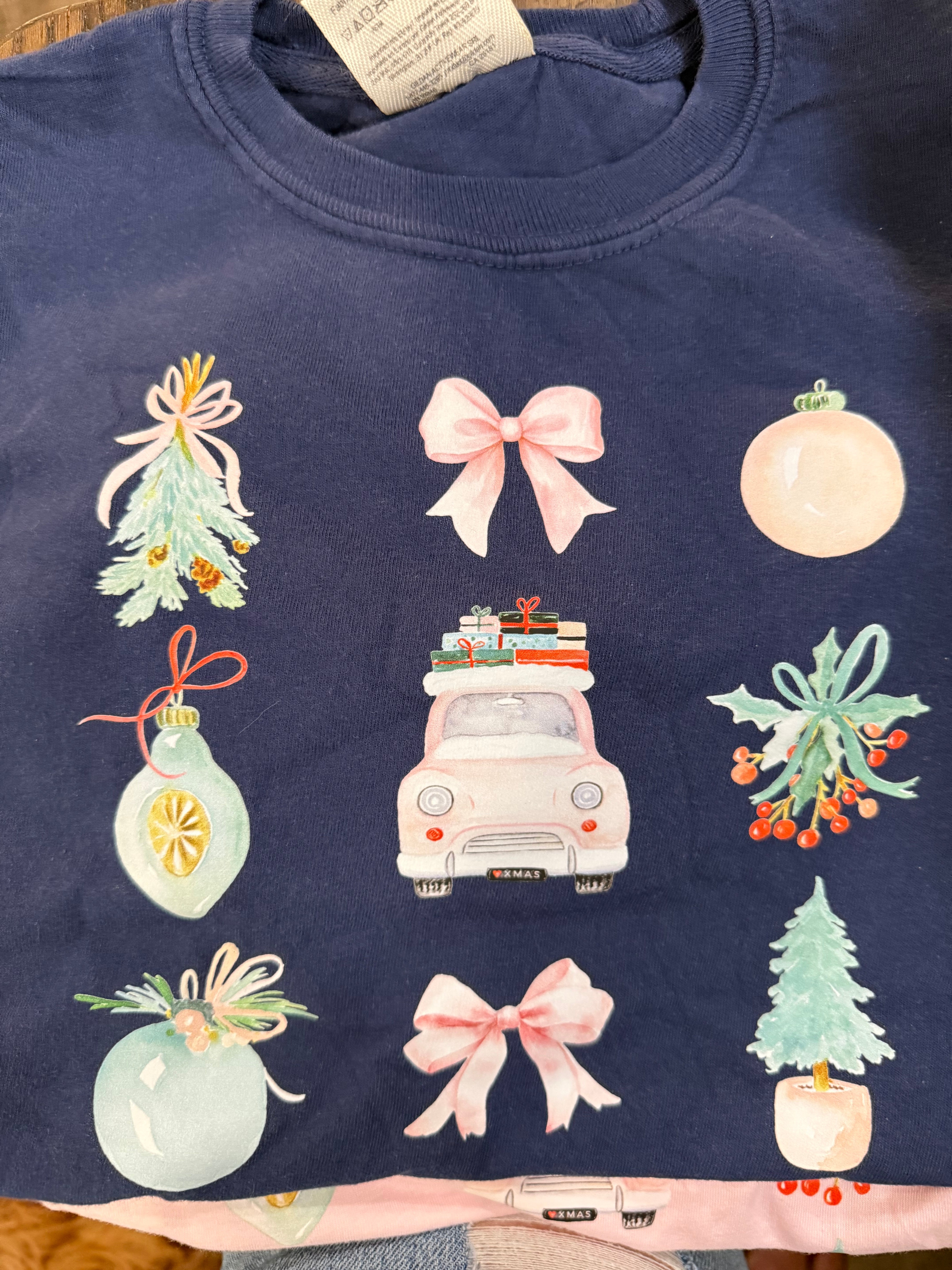 Christmas Truck Coquette Navy Cc