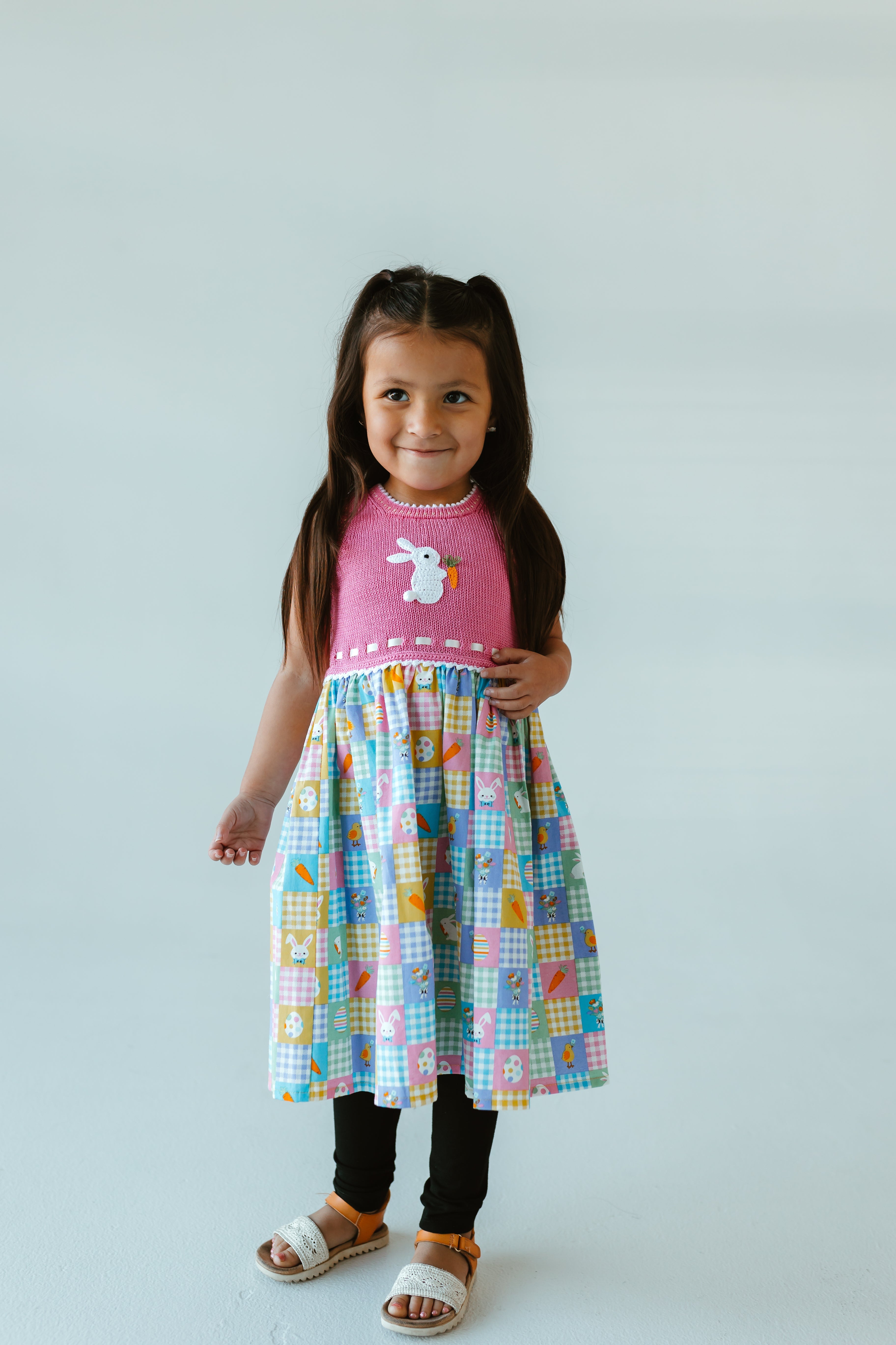 Springtime Gingham Bunny Dress