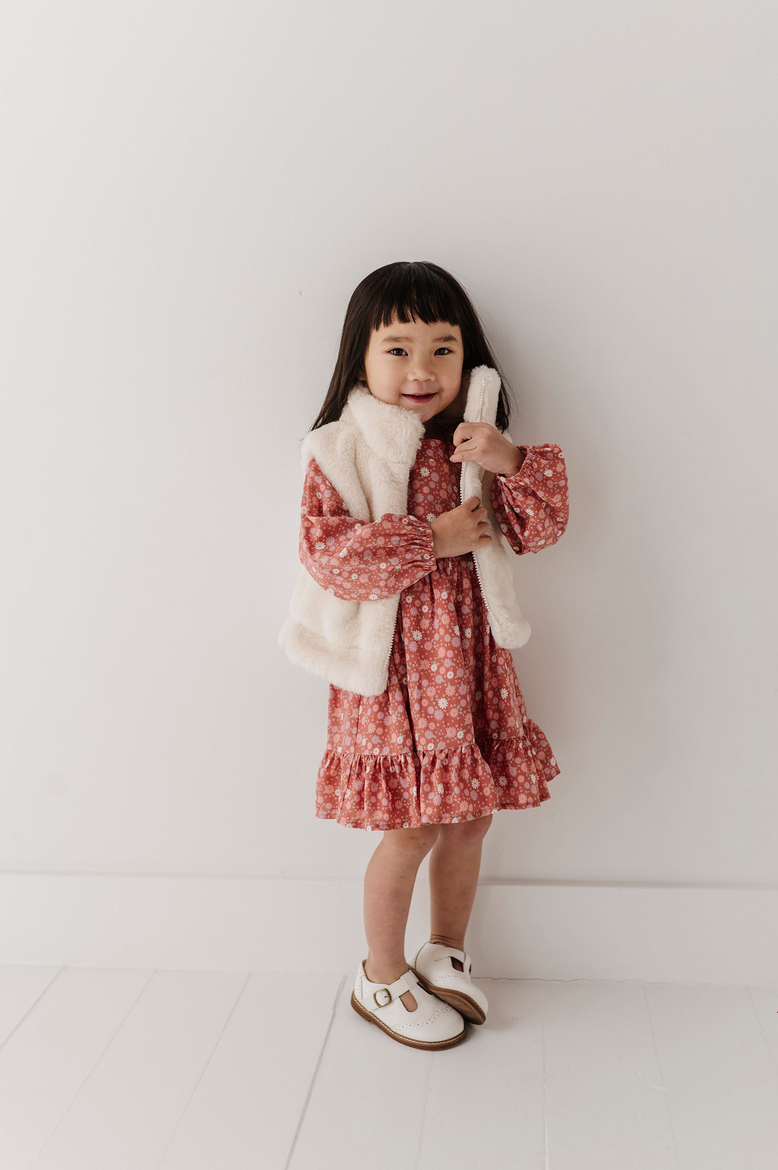Girls Fur Vest In Cream