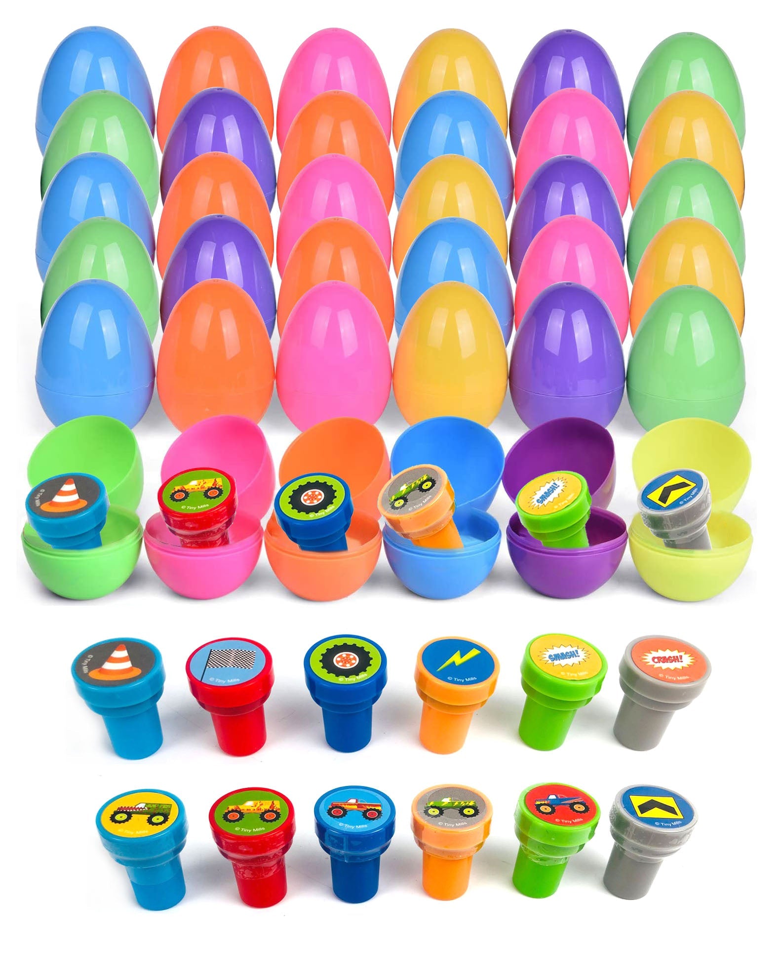 Easter Eggs With Monster Truck Stampers- 36 Pack