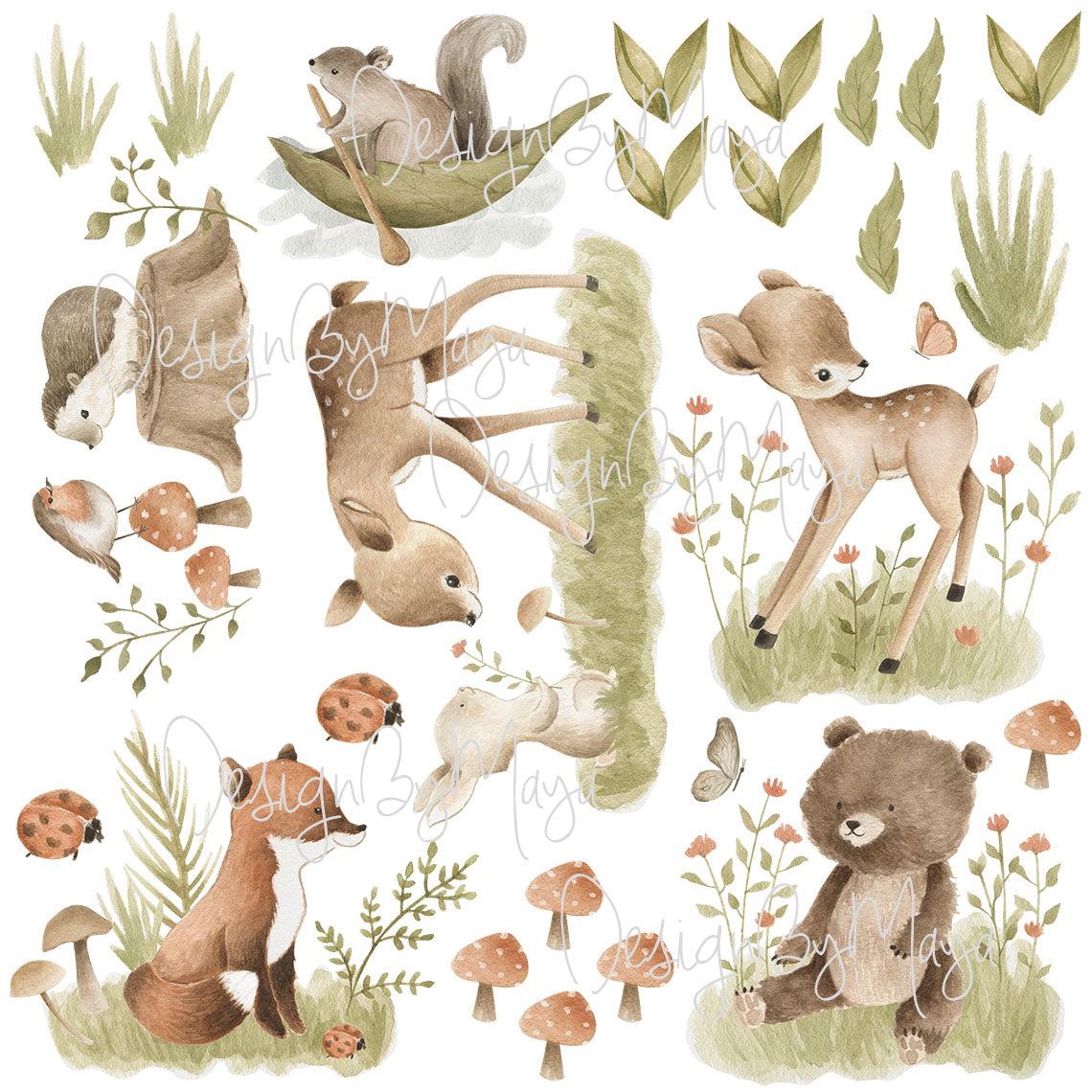 Woodland Creatures - Fabric Nursery Wall Art Decals
