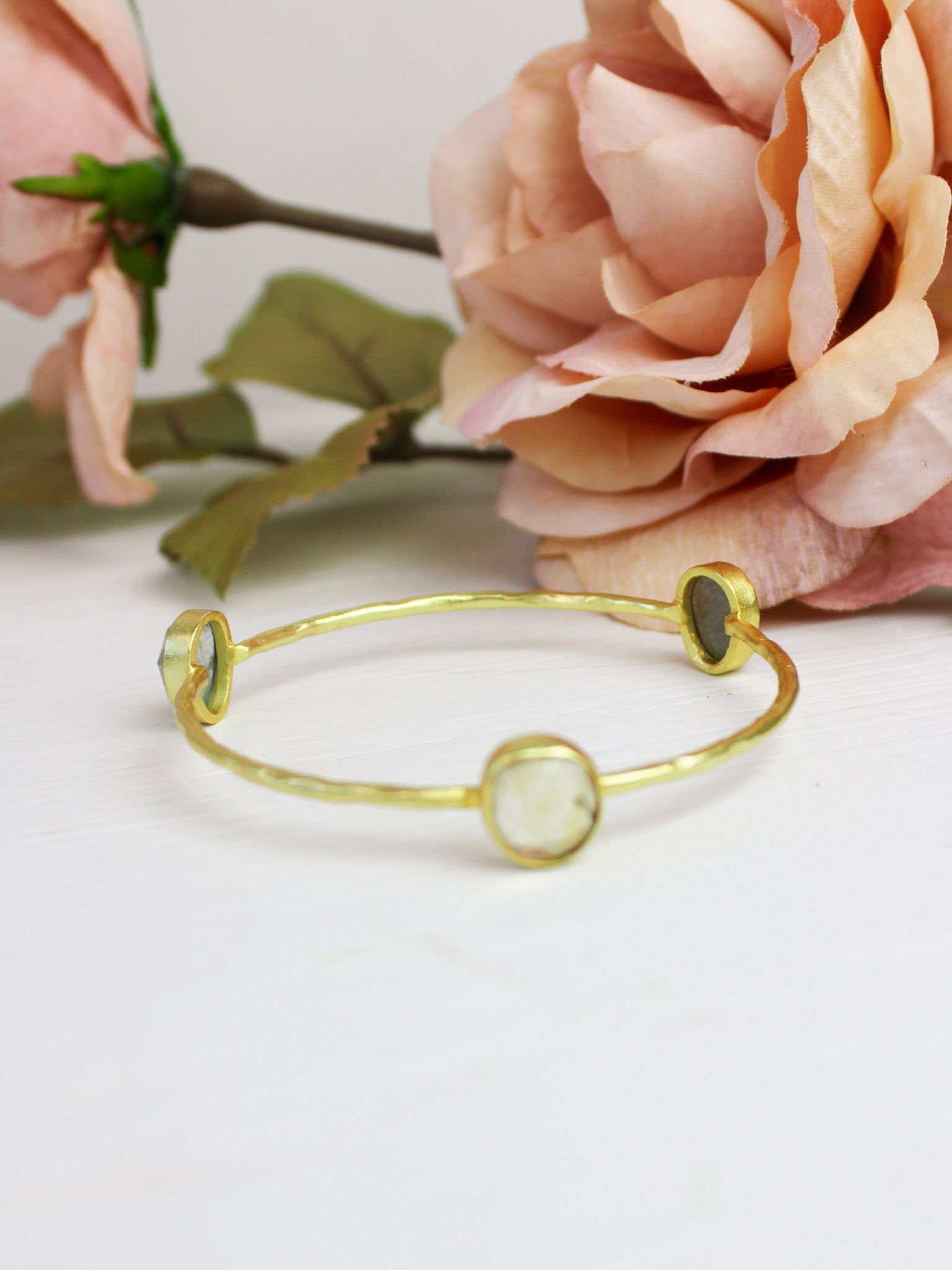 Three Stone Bangle Bracelet (size Xs)