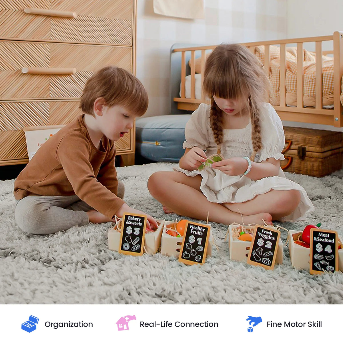 ® Play Kitchen Accessories – Wooden Play Food For Play Kitchen: Pretend Cooking Set For Kids