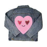 Tweenstyle By Stoopher - Sequin Smile Heart Denim Jacket