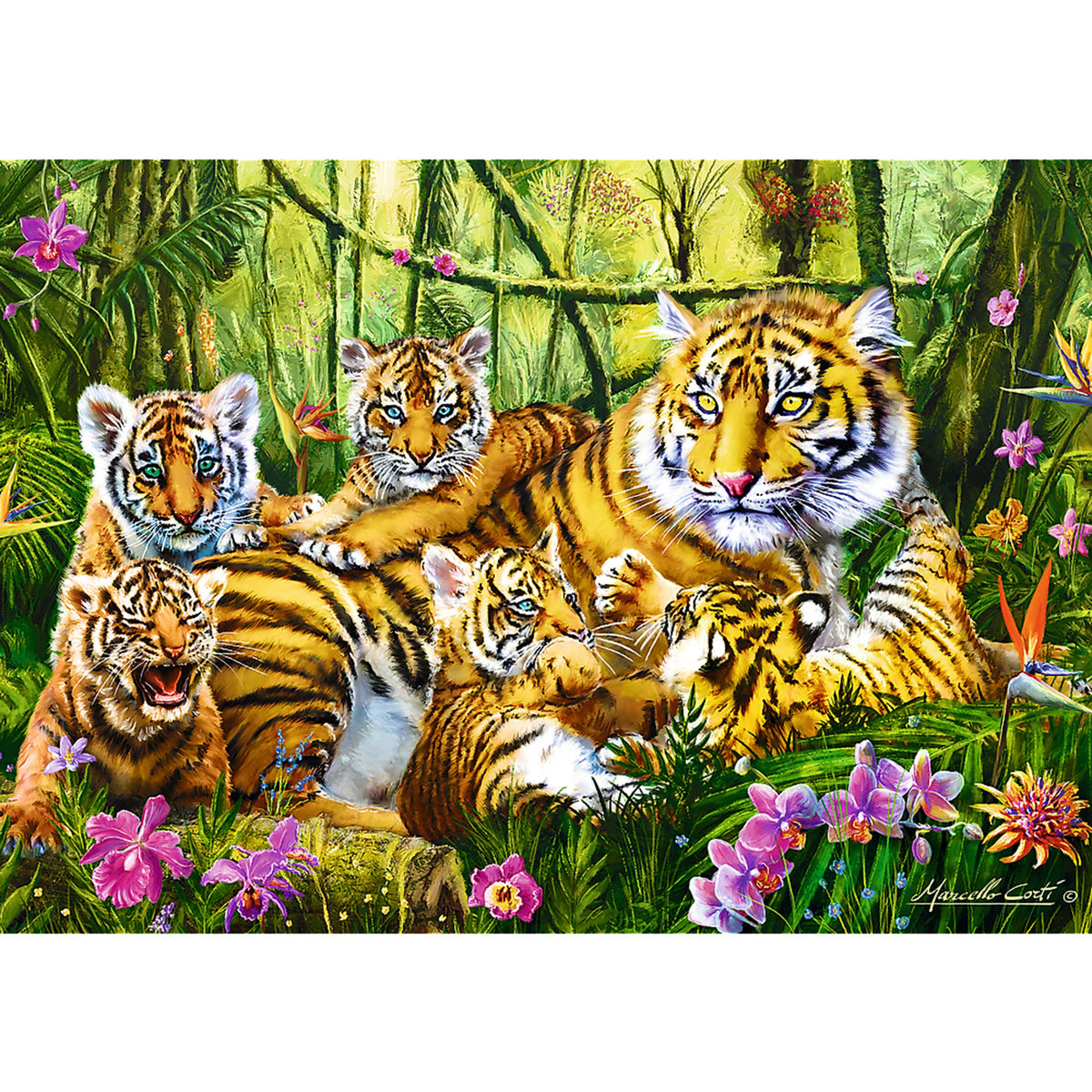 Red Family Of Tigers 500 Piece Puzzle