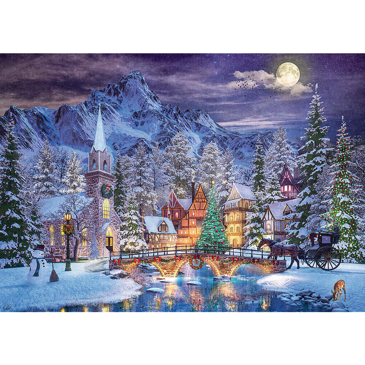 Red 500 Piece Jigsaw Puzzle - Christmas Atmosphere