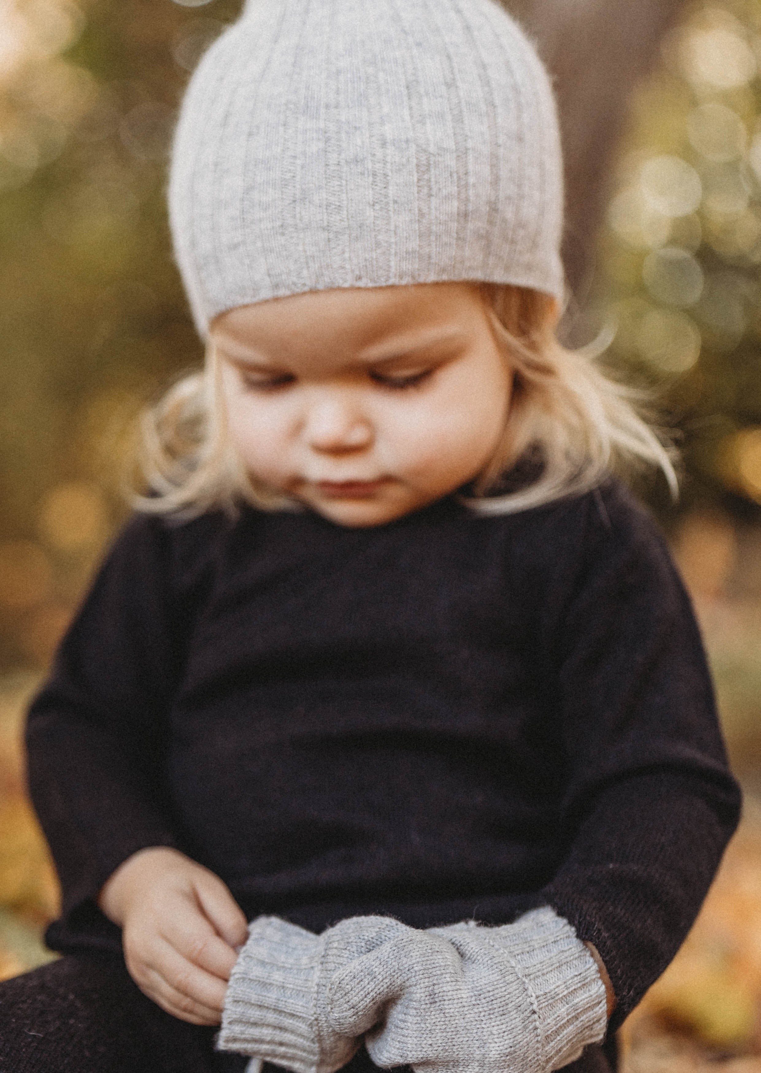 Cashmere Rib Beanie | Grey Merle