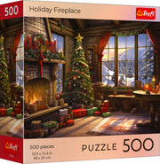 Red Holiday Fireplace 500 Piece Puzzle