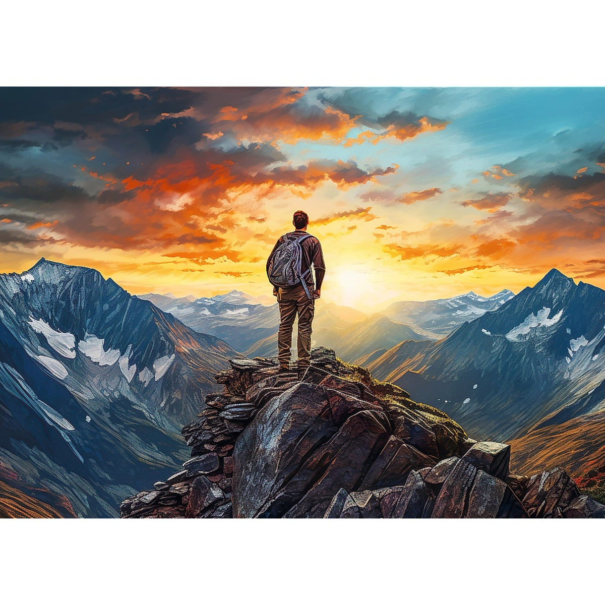 Red Sports: Mountain Climber At The Peak 500 Piece Puzzle