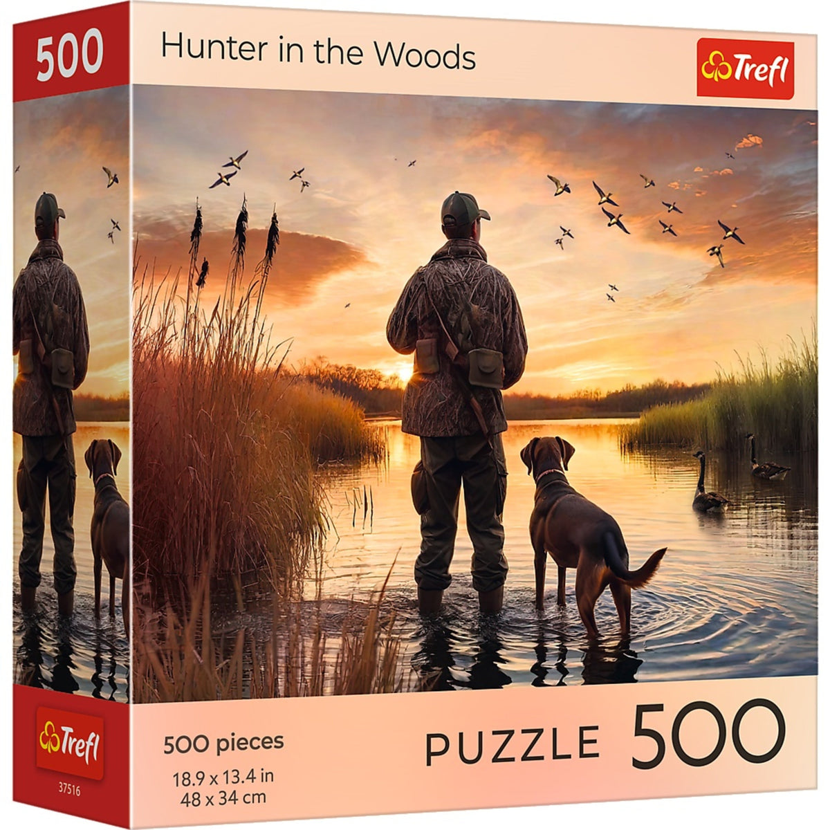 Red Nature: Hunter At Sunrise 500 Piece Puzzle