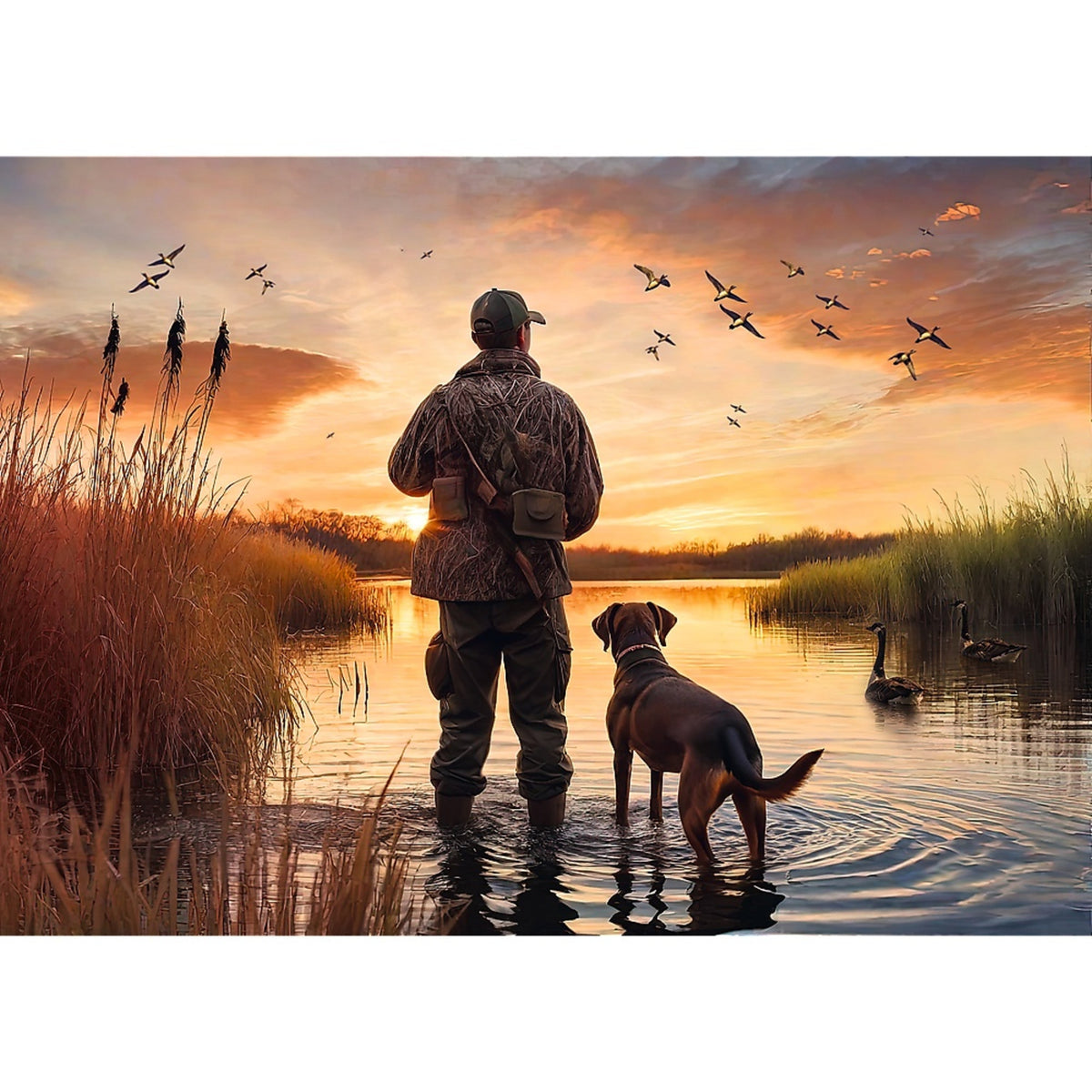 Red Nature: Hunter At Sunrise 500 Piece Puzzle