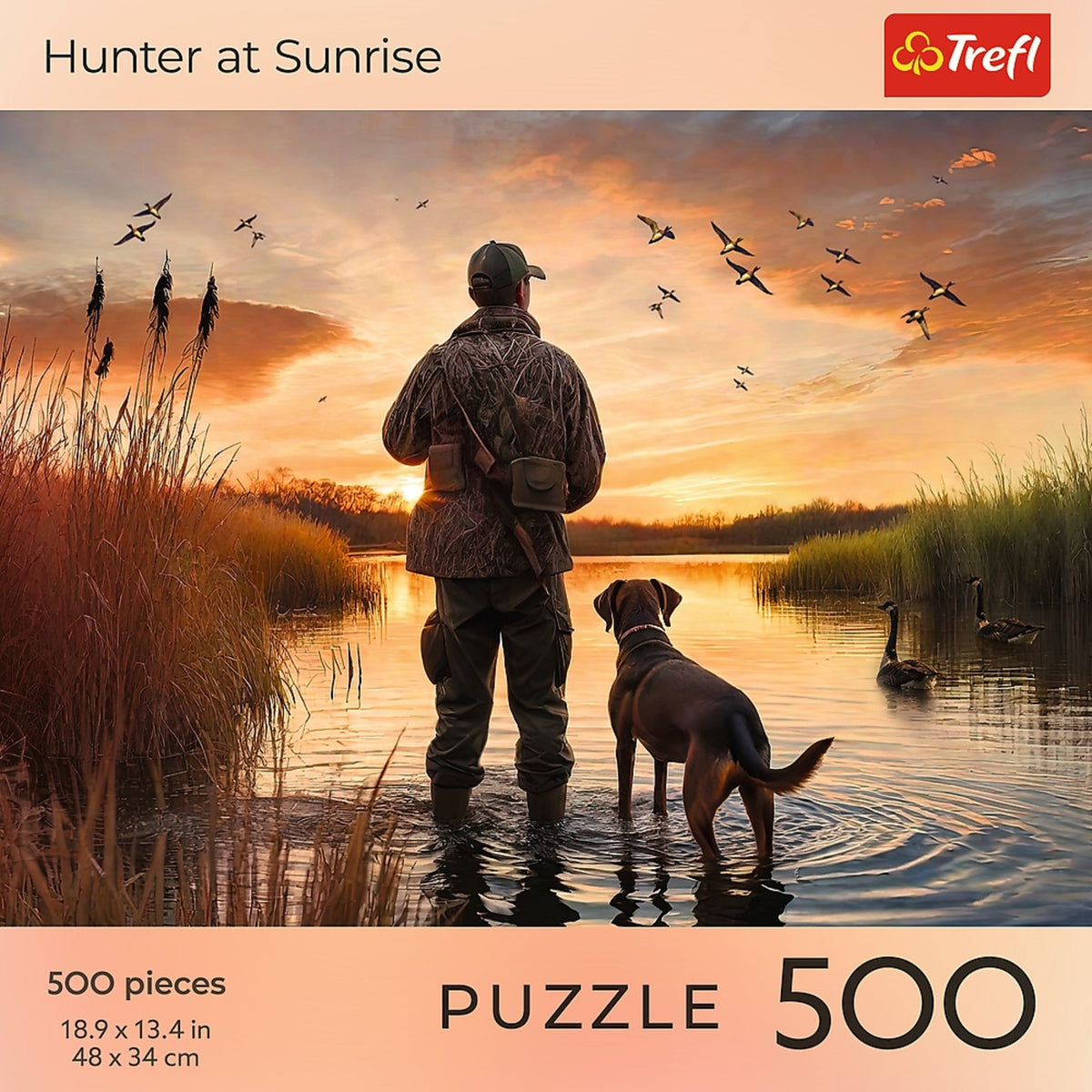 Red Nature: Hunter At Sunrise 500 Piece Puzzle