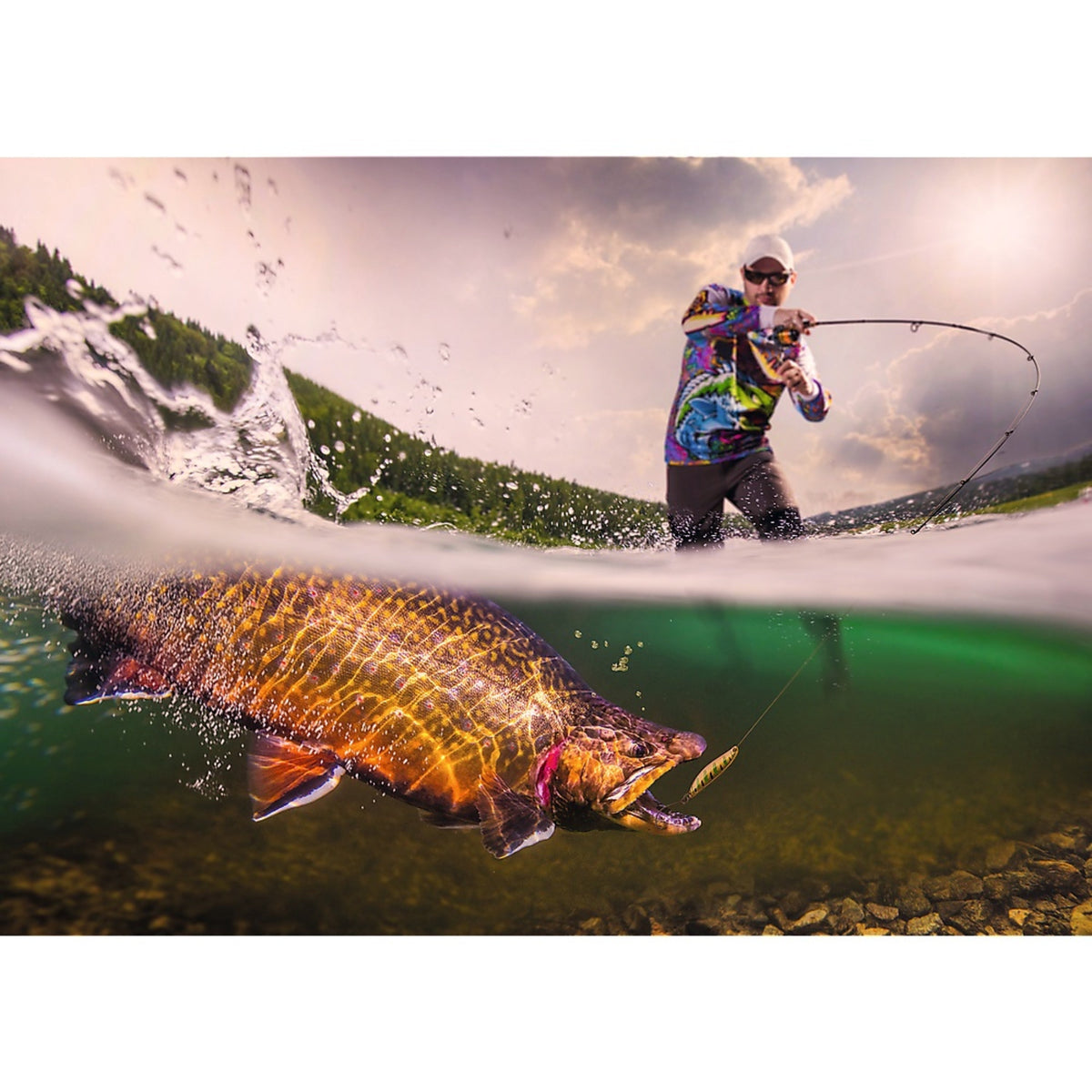 Red Nature: Fisherman With The Catch 500 Piece Puzzle