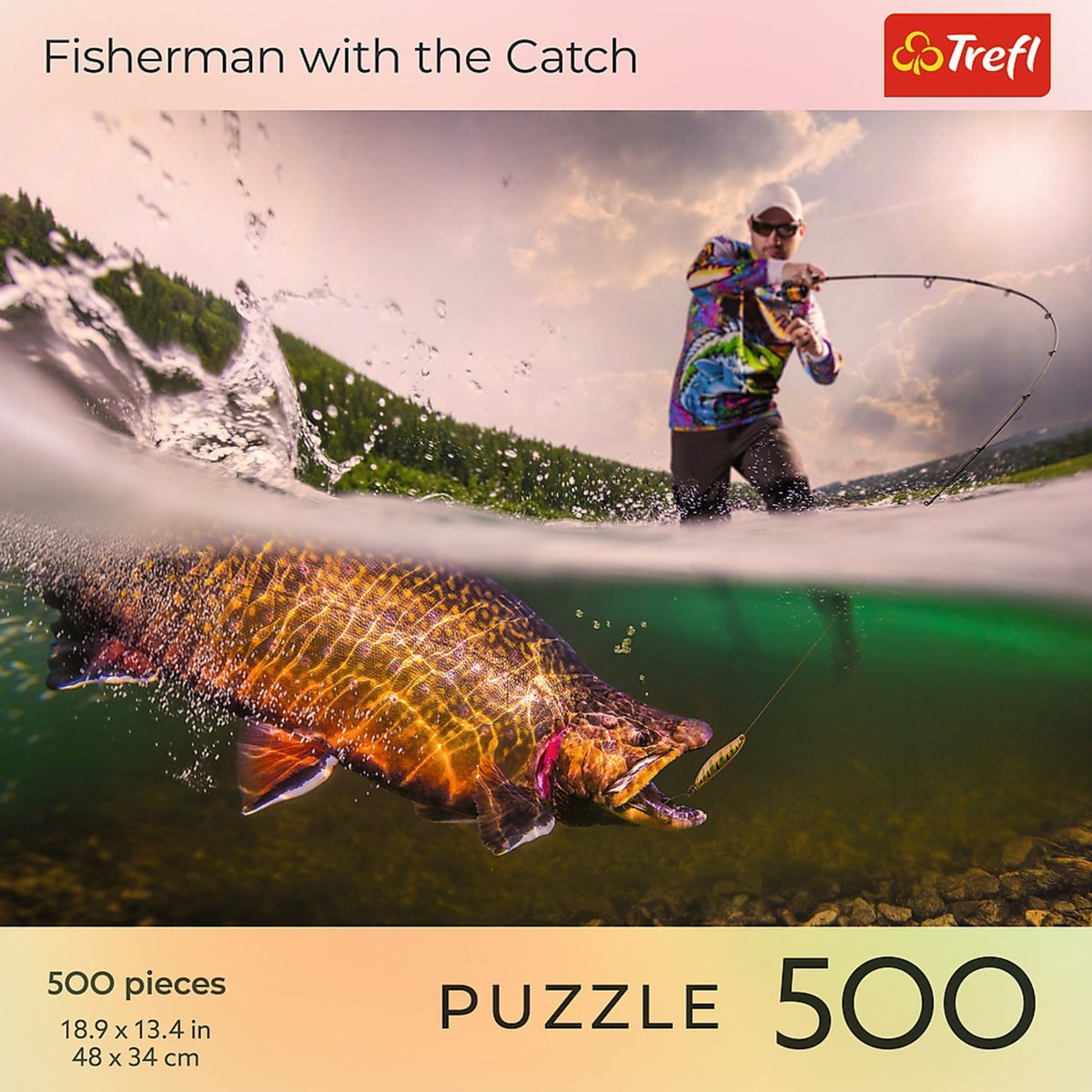 Red Nature: Fisherman With The Catch 500 Piece Puzzle