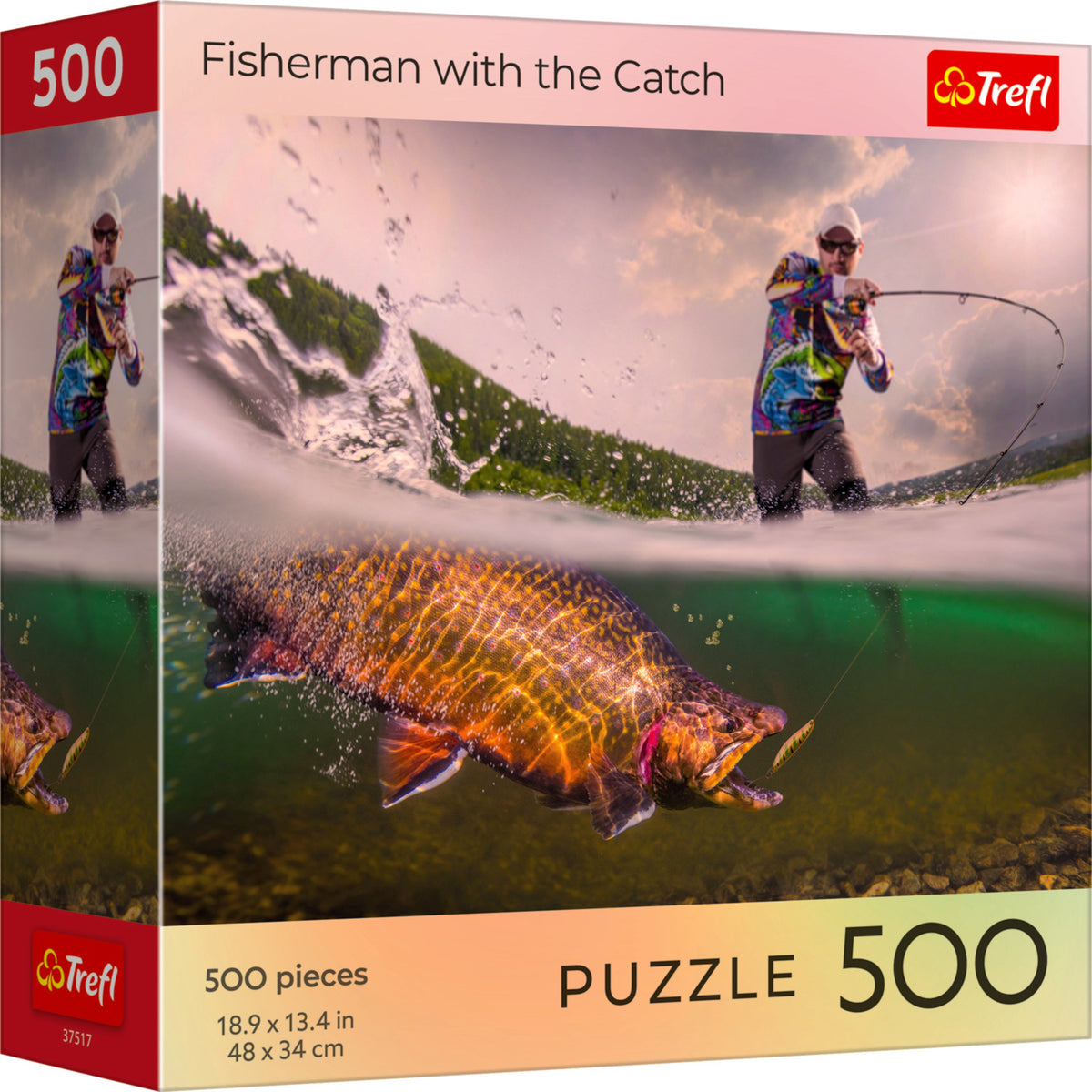 Red Nature: Fisherman With The Catch 500 Piece Puzzle