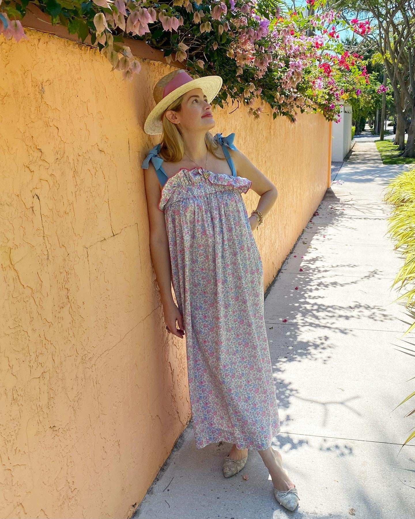 Zinnia Sun Hat - Long & Thin Ivory Grosgrain Ribbon