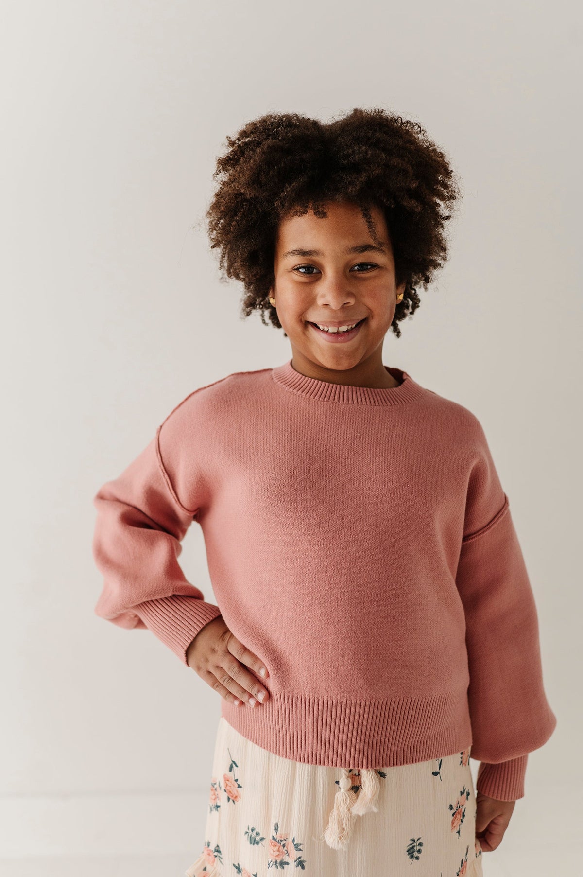 Girls Soft Fit Sweater In Terra Rose
