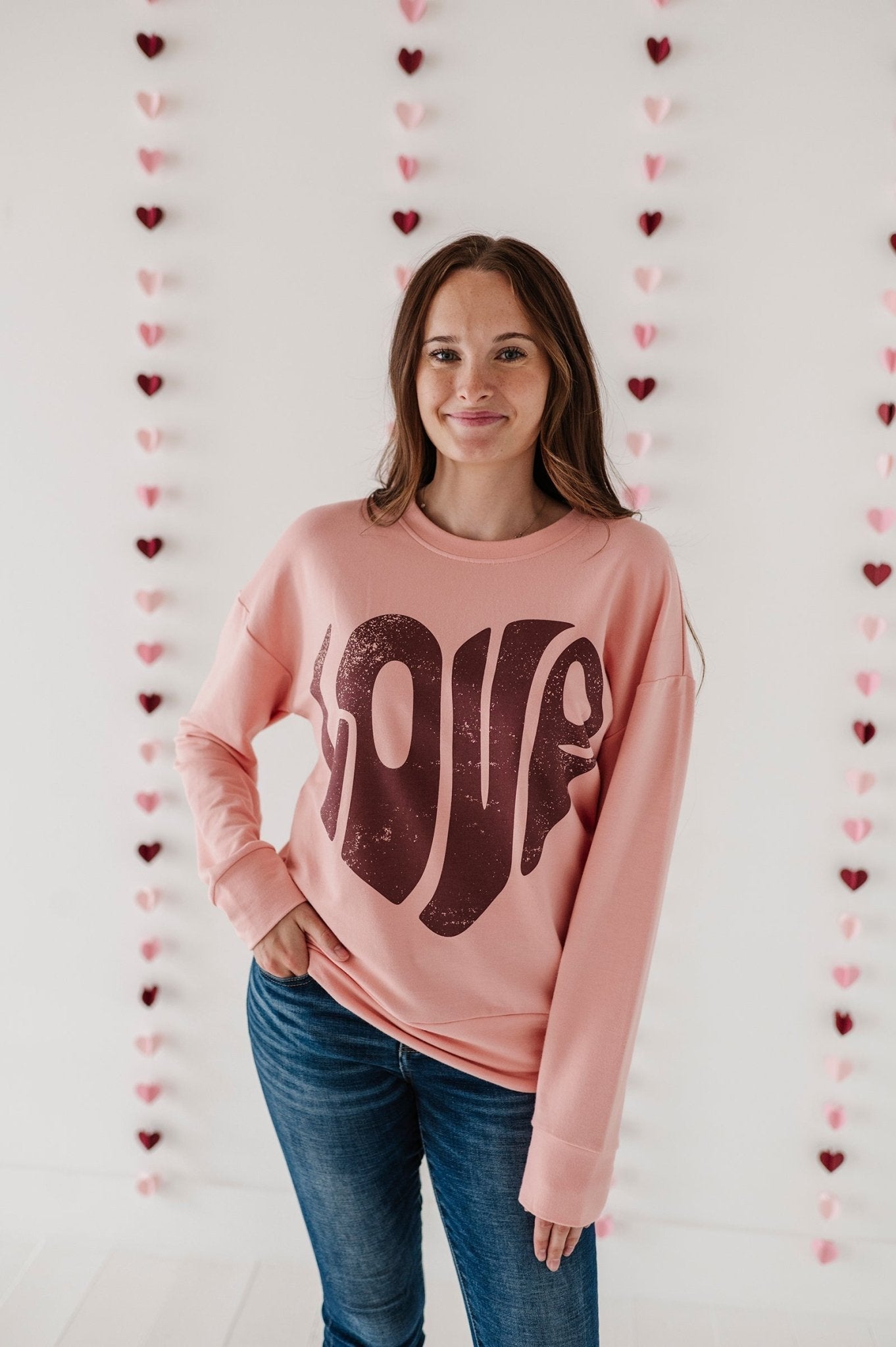 Womens Pullover Love In Rose Brown