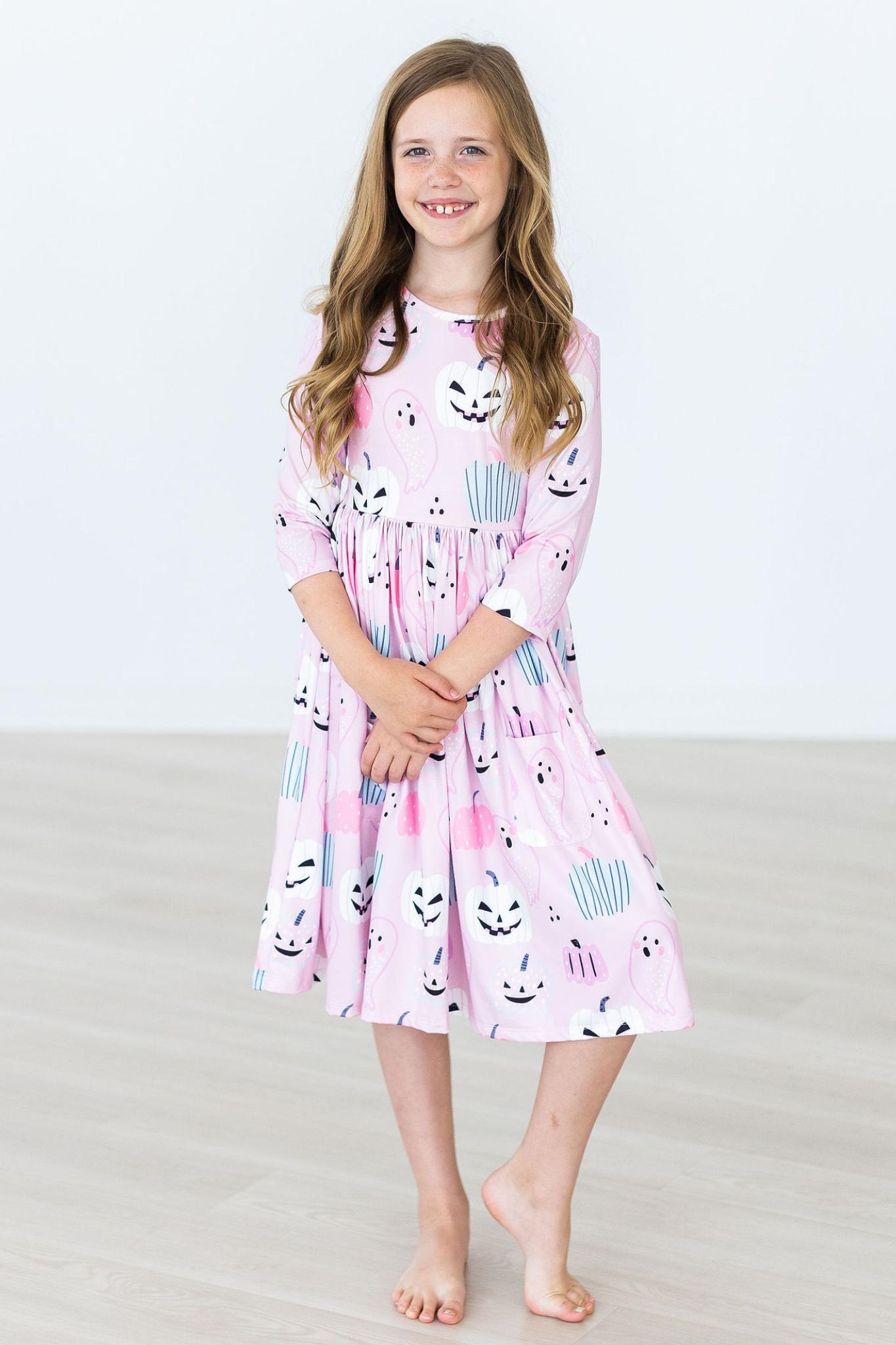 Happy Haunting 3/4 Sleeve Pocket Twirl Dress