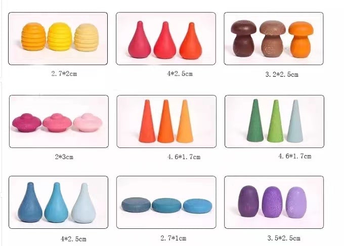 324 Pcs Mandala Loose Parts With Wooden Tray  Open-ended Play Set