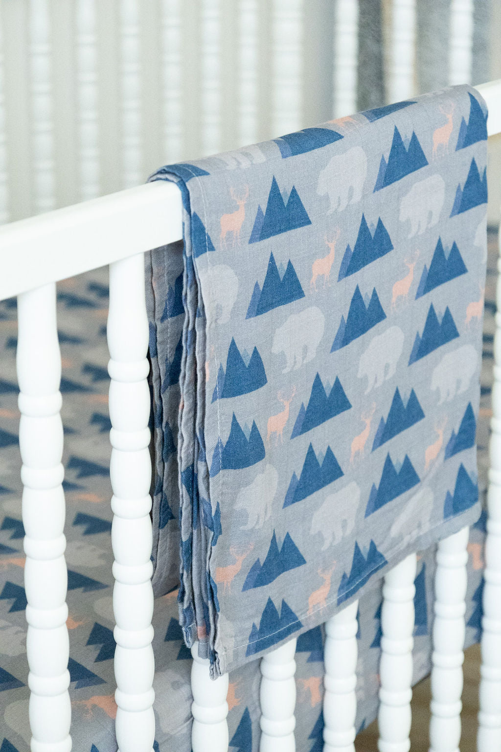 Organic Bamboo Cotton Muslin Swaddle Blanket In Rustic Retreat